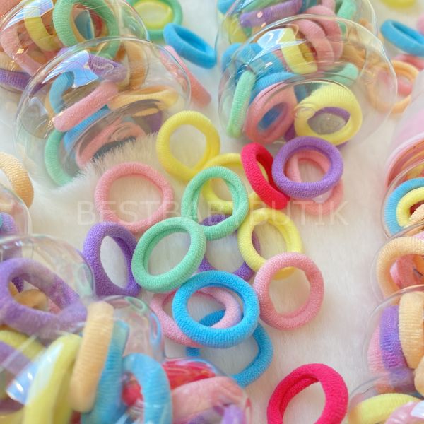 AYICIK ÇİFT BÖLMELİ KUTULU KARIŞIK RENKLİ BEBEK HAVLU LASTİK TOKA