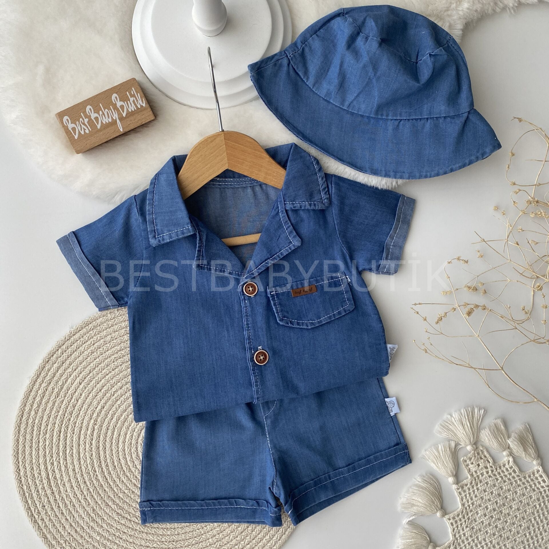 Supper Şapkalı Kot Takım 9-12 AY