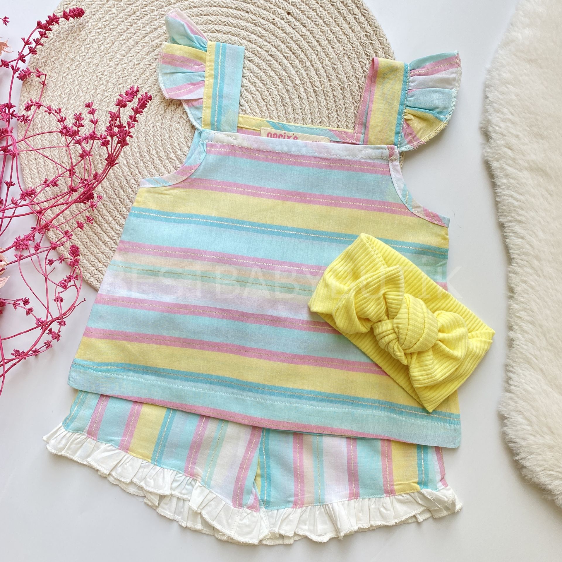 RENKLİ ÇİZGİLİ SİM DETAYLI ASKILO ŞORTLU 2’Lİ TAKIM