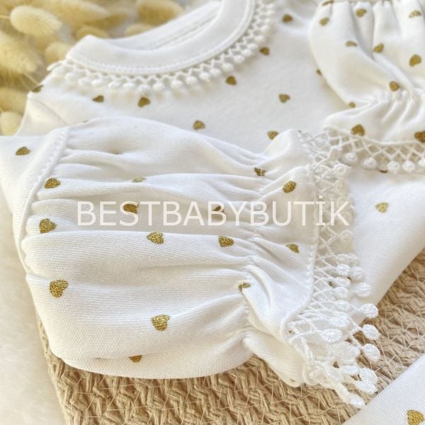 PREMİUM KOLEKSİYON SİMLİ KALP DETAYLI BALON KOLLU BANDANALI 3’LÜ TAKIM