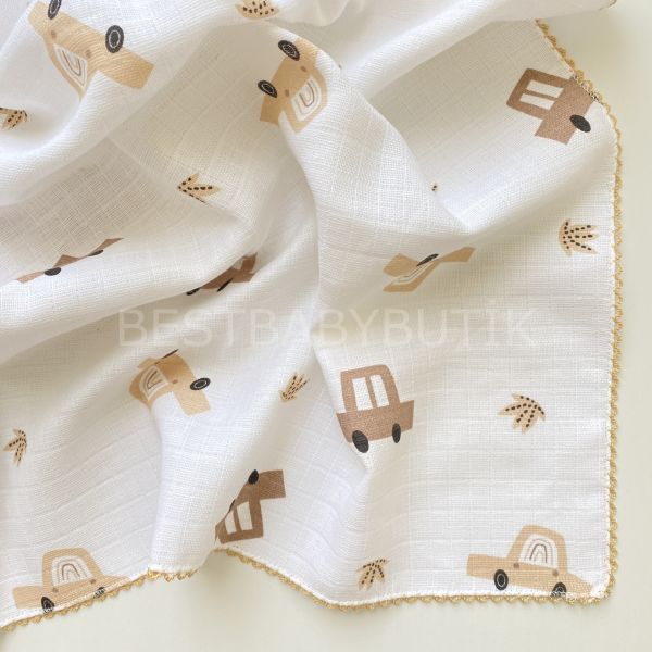 MİNİWORLD ARABALI MÜSLİN BATTANİYE 80x90 CM