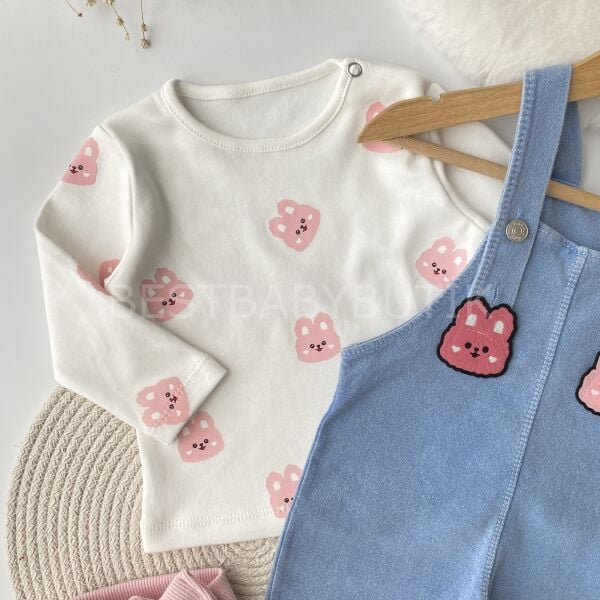 Sevimli Tavşancık Badili Kot Salopet Takımı