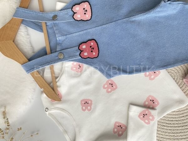 Sevimli Tavşancık Badili Kot Salopet Takımı