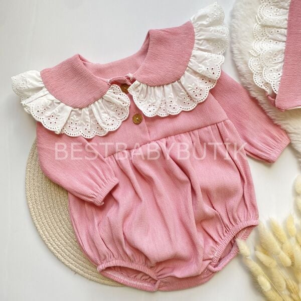 FİSTO DETAYLI ŞÖNİL ROMPER VE BERESİ