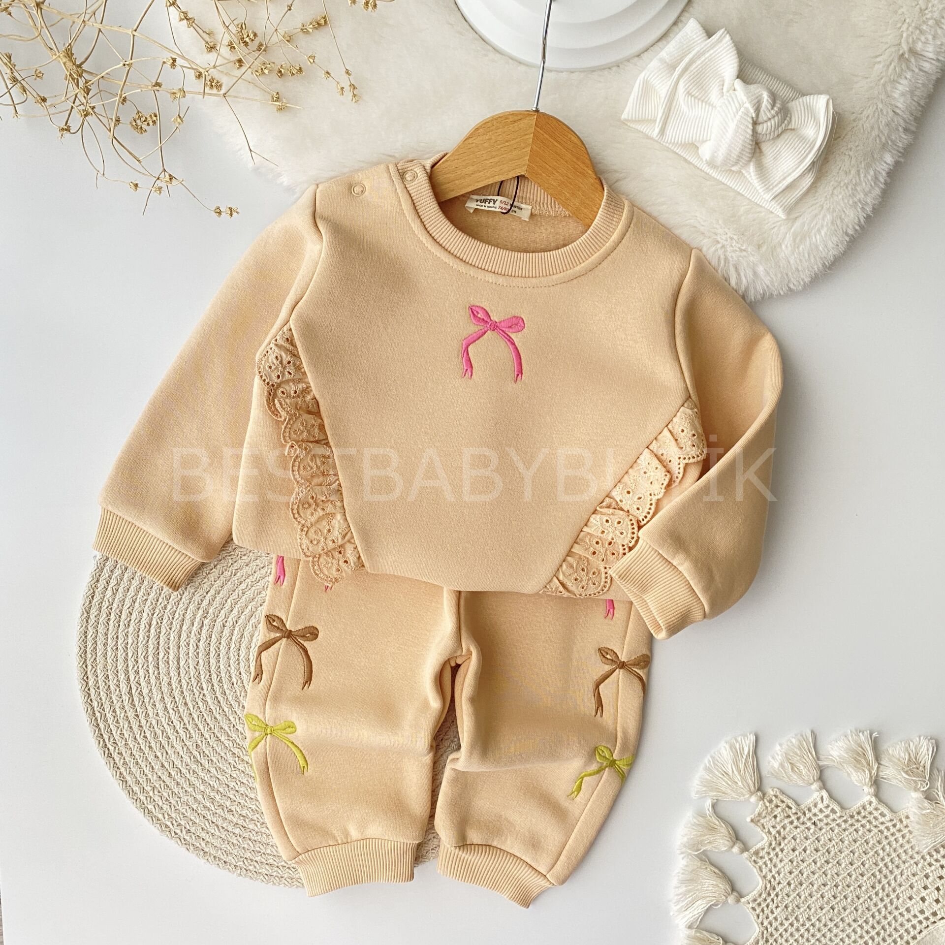 Kurdale Nakışlı Fisto Detaylı Şardonlu 2’Li Takım