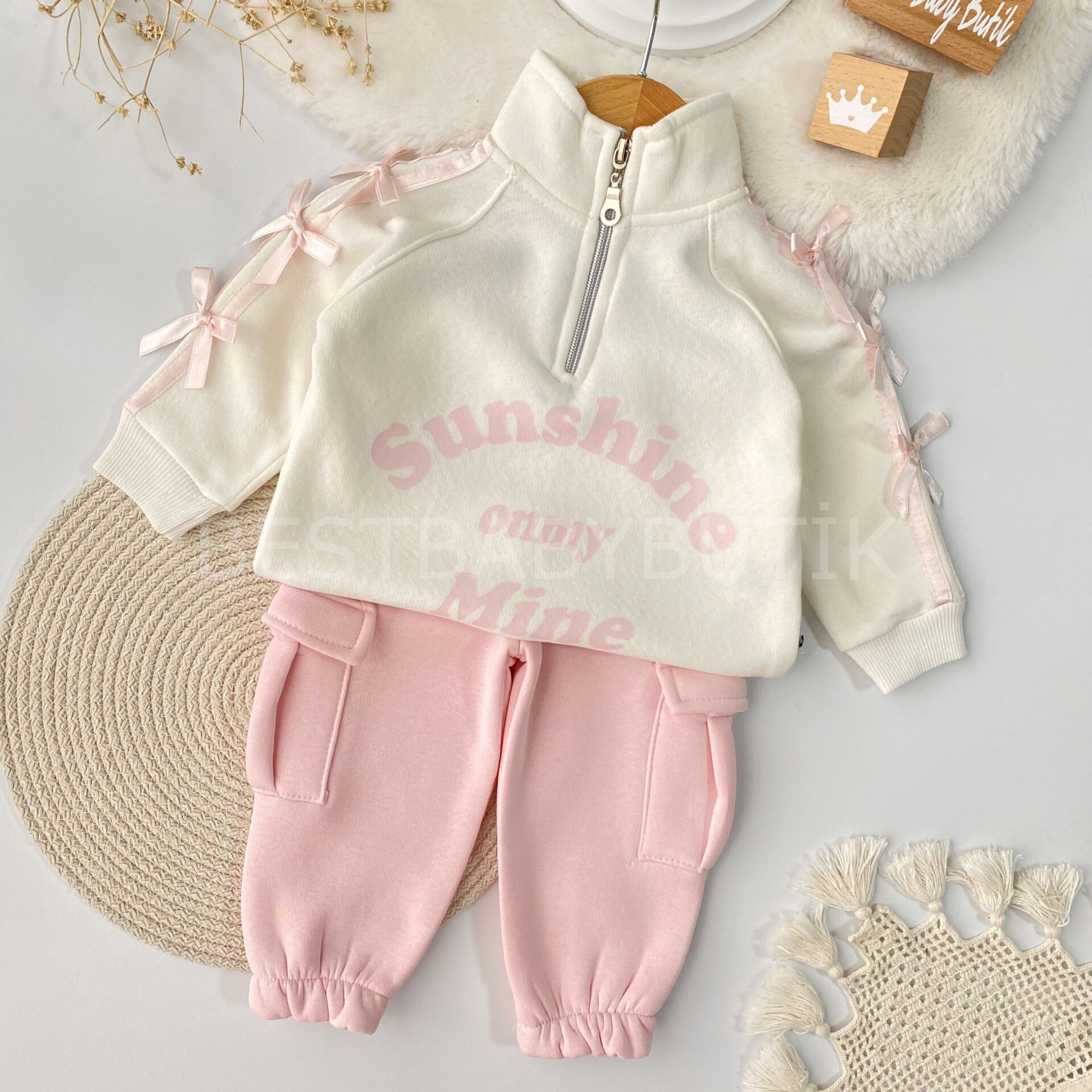 Mine Kurdaleli Fermuar Detaylı Cepli Oversize Şardonlu 2’Li Takım