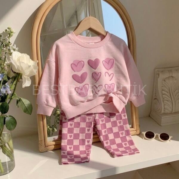Lovely Kalpli ve Damalı Eşofman Takımı