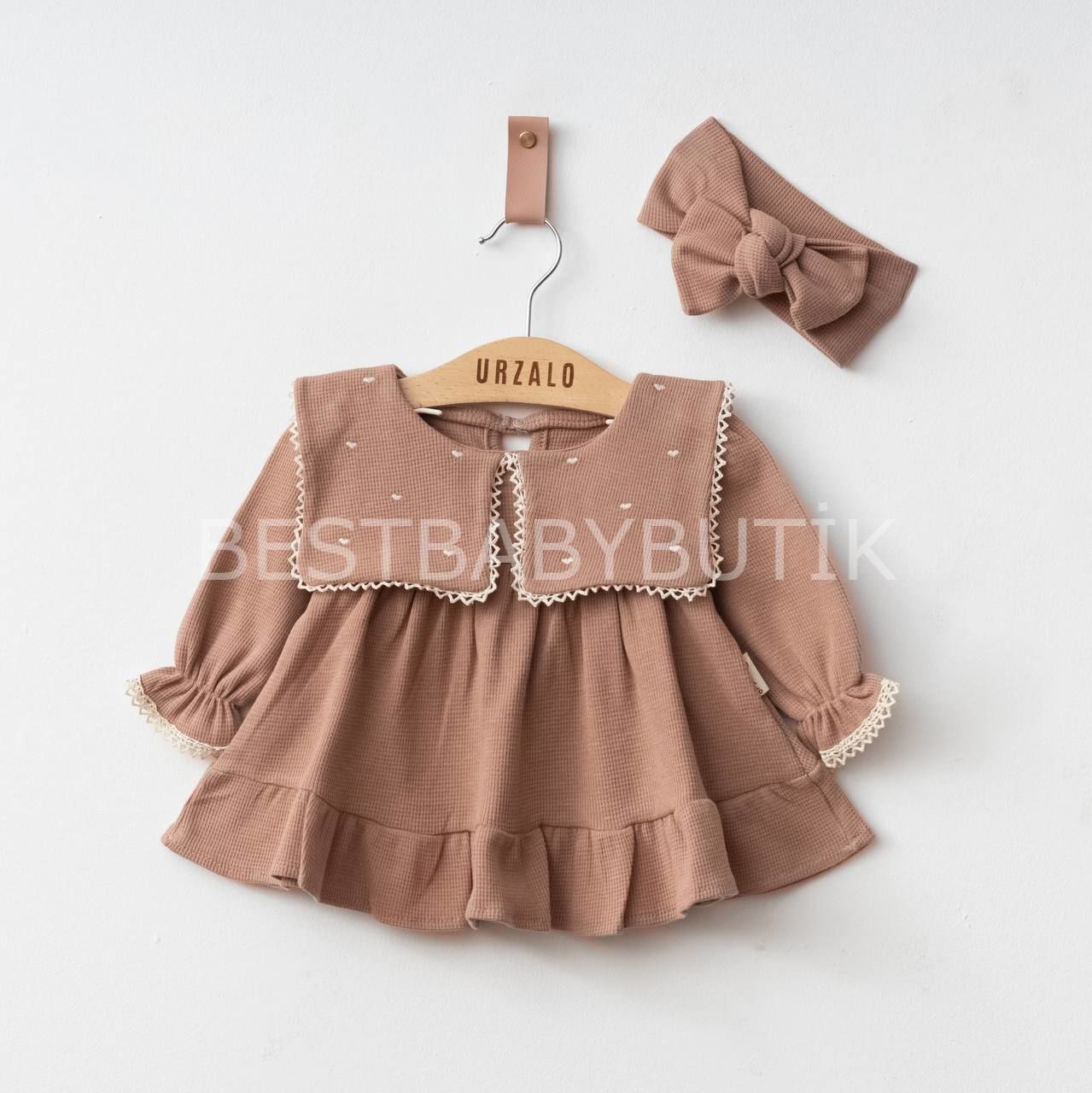 Premium LiyaKalp Nakışlı Kakde Yaka Detaylı Katlı Elbise