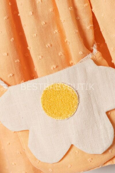 Papatyam Yaka Detaylı Robalı Çantalı Müslin Elbise 1 YAŞ