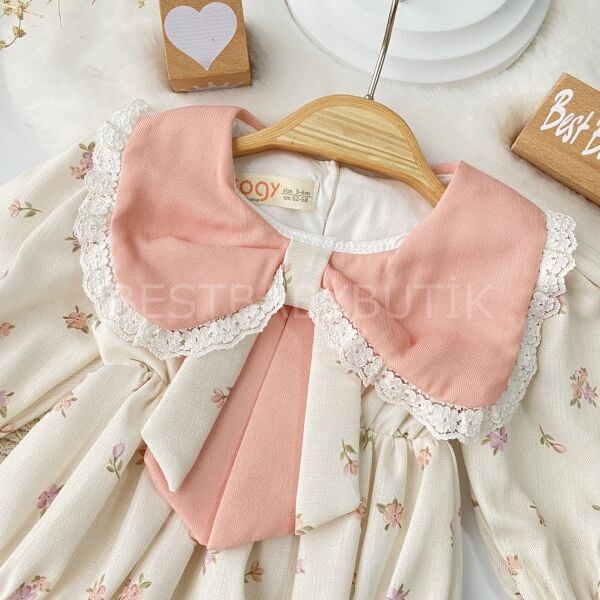 Togy Premium Çiçekli Kurdale Yaka Romper Tulum