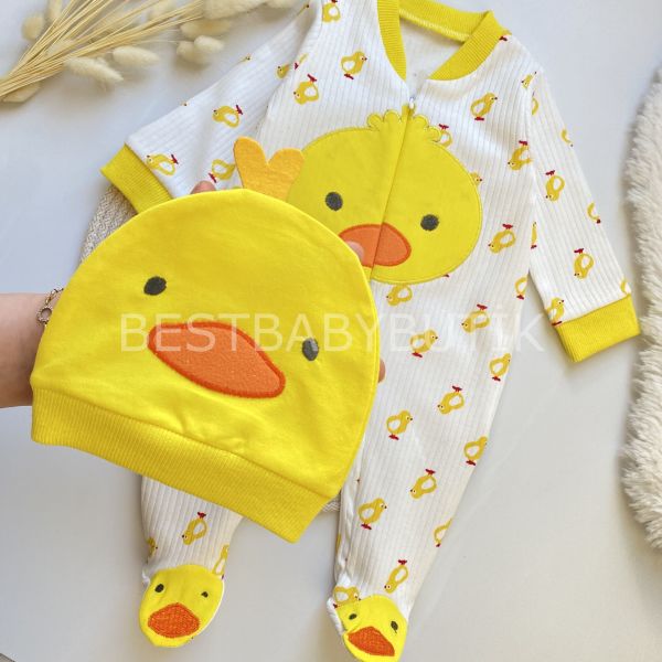 MİNİK CİVCİVLER  FİTİLLİ FERMUARLI TULUM VE BERESİ 9-12 AY