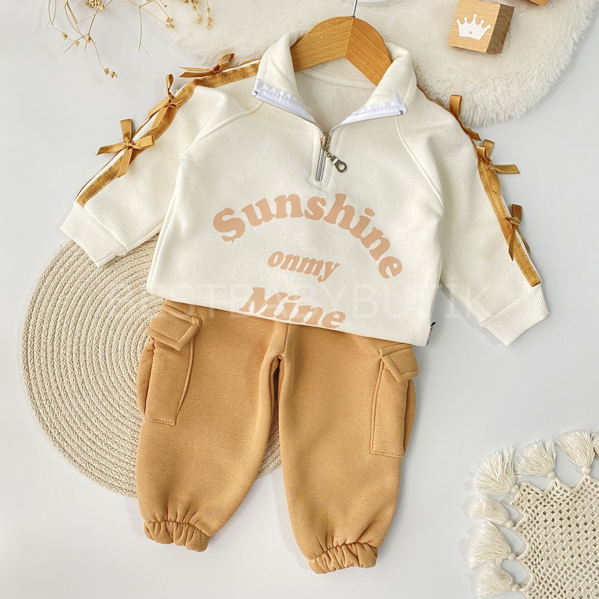 Mine Kurdaleli Fermuar Detaylı Cepli Oversize Şardonlu 2’Li Takım 6-9 AY