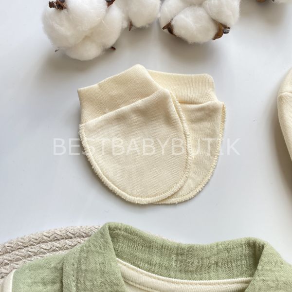 ALVİN MÜSLİN DETAYLI SEYYAR PAPYONLU 5 PARÇA HASTANE ÇIKIŞI SETİ
