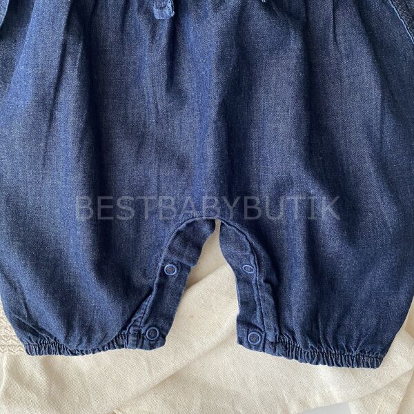 Eflin Beyaz Gömlekli Kurdaleli Kot Tulum 9-12 AY