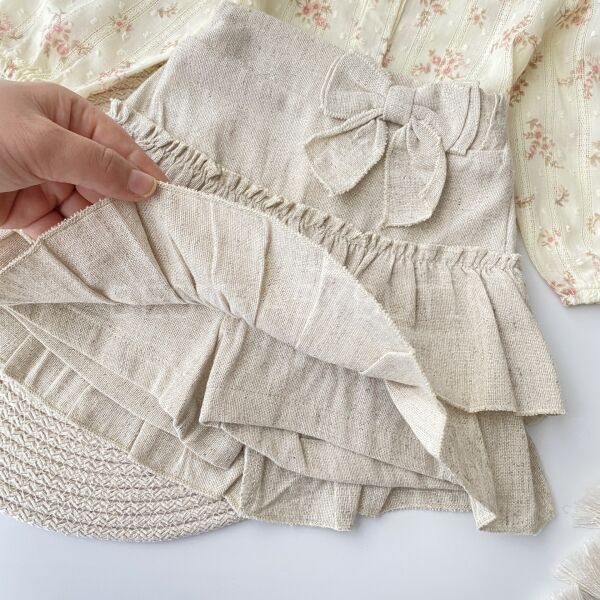 Premium Çıtır Çiçek Gömlekli ve Katlı Şort Etekli Takım 9-12 AY