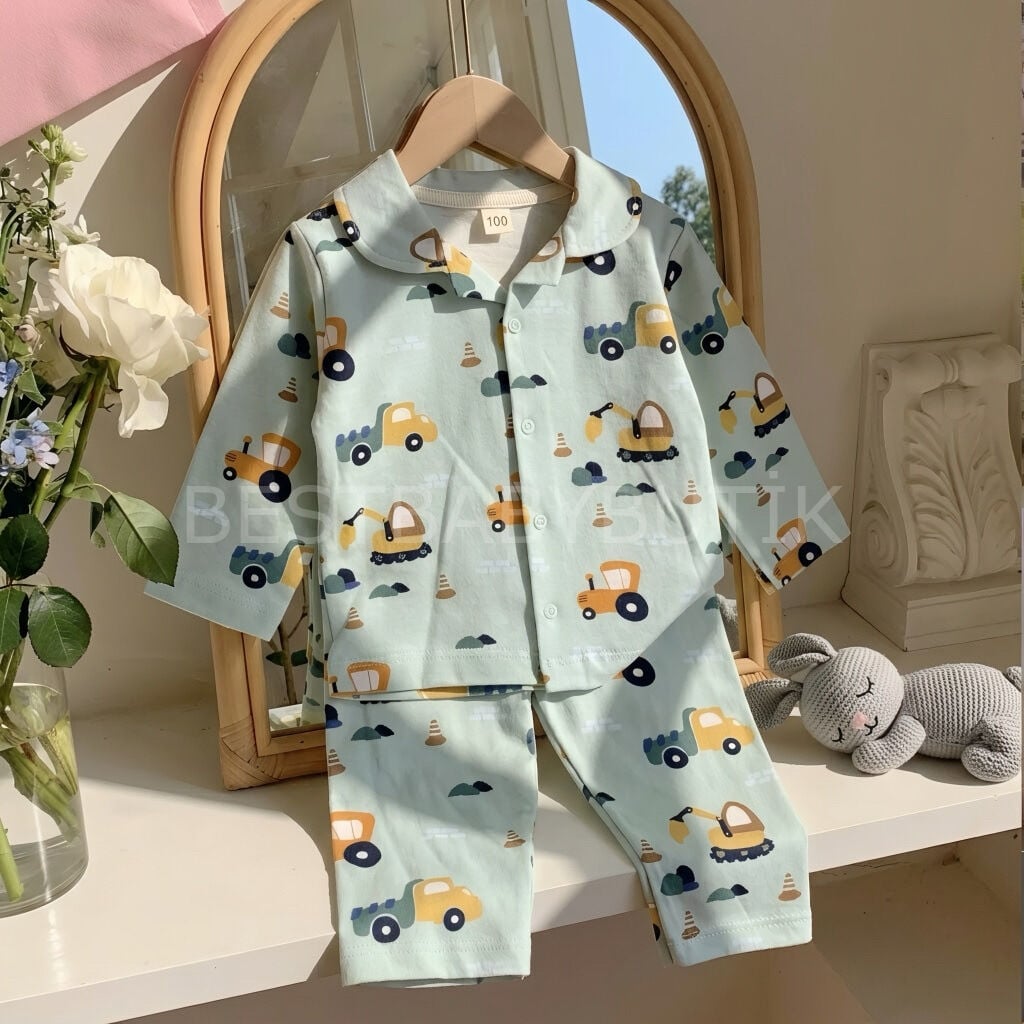 Araba Detaylı %100 Pamuk Pijama Takımı 3-6 AY