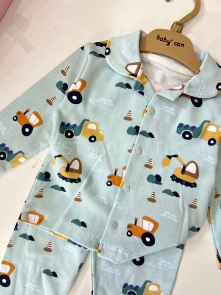 Araba Detaylı %100 Pamuk Pijama Takımı 3-6 AY