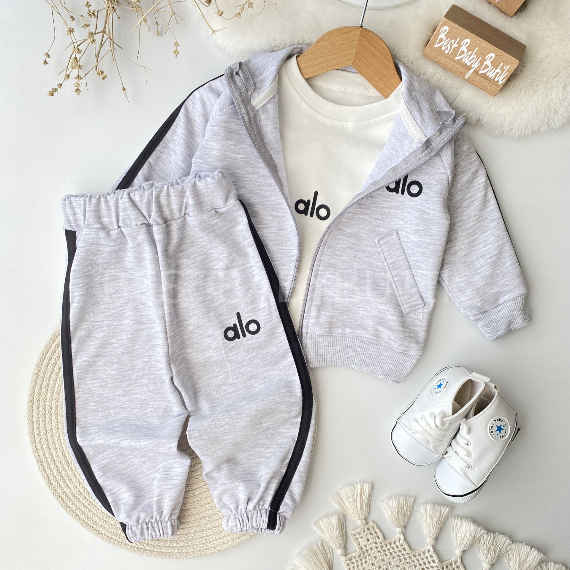 ALO Baskılı Spor Tarz Mevsimlik 3’Lü Eşofman Takımı