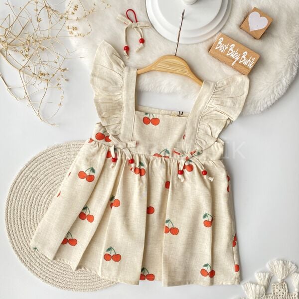 Kirazlı Keten Elbise (TOKA HEDİYE)