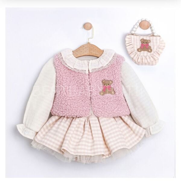 Premium Peluş Yelekli Tütü Romper Etekli Çantalı 4’LÜ Takım