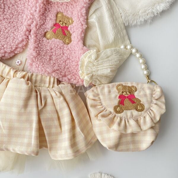 Premium Peluş Yelekli Tütü Romper Etekli Çantalı 4’LÜ Takım