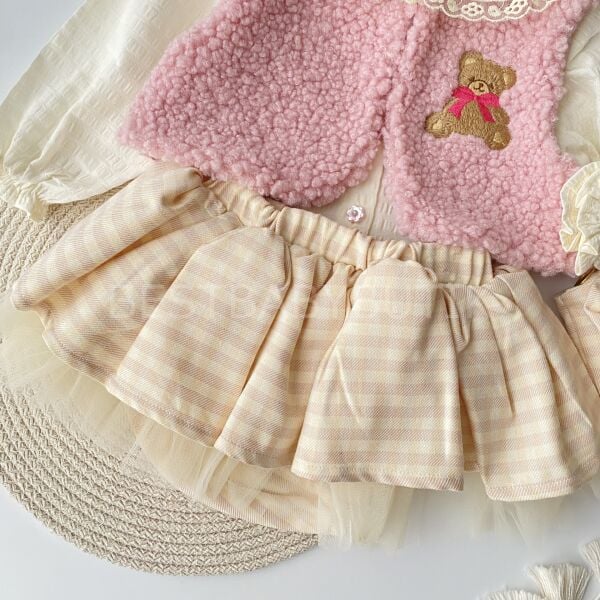 Premium Peluş Yelekli Tütü Romper Etekli Çantalı 4’LÜ Takım