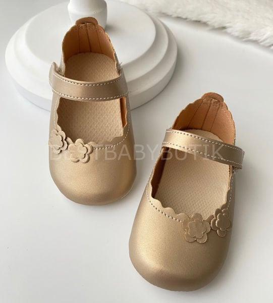 Çiçekli Ayakkabı - GOLD