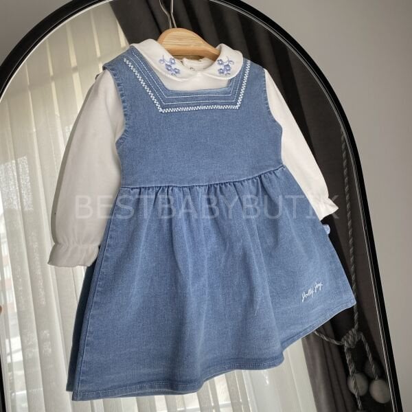 Liya Nakış Detaylı Badili Kot Jile- AÇIK MAVİ