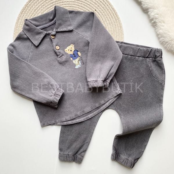 BEAR YAKA DETAYLI LİKRALİ KOT ALT ÜST TAKIM