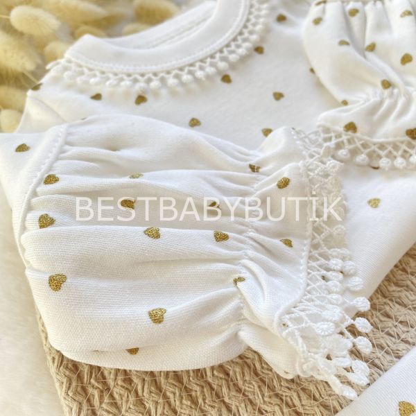 PREMİUM KOLEKSİYON SİMLİ KALP DETAYLI BALON KOLLU BANDANALI 3’LÜ TAKIM
