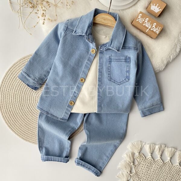 Edwırd Mini Cep Detaylı 3’Lü Kot Takım (ÖN SİPARİŞ)