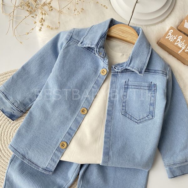 Edwırd Mini Cep Detaylı 3’Lü Kot Takım (ÖN SİPARİŞ) 9-12 AY