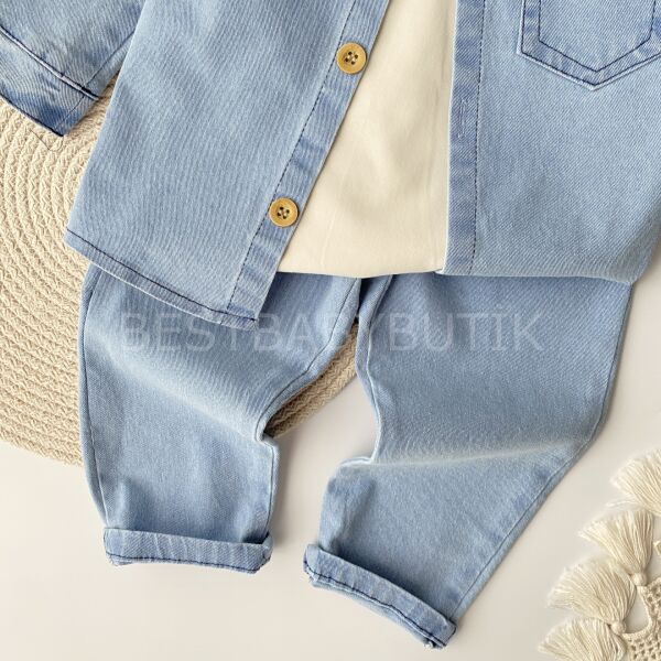 Edwırd Mini Cep Detaylı 3’Lü Kot Takım (ÖN SİPARİŞ) 9-12 AY