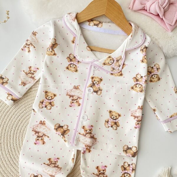 Baby Bear Gömlek Yakalı %100 Pamuk Pijama Takımı