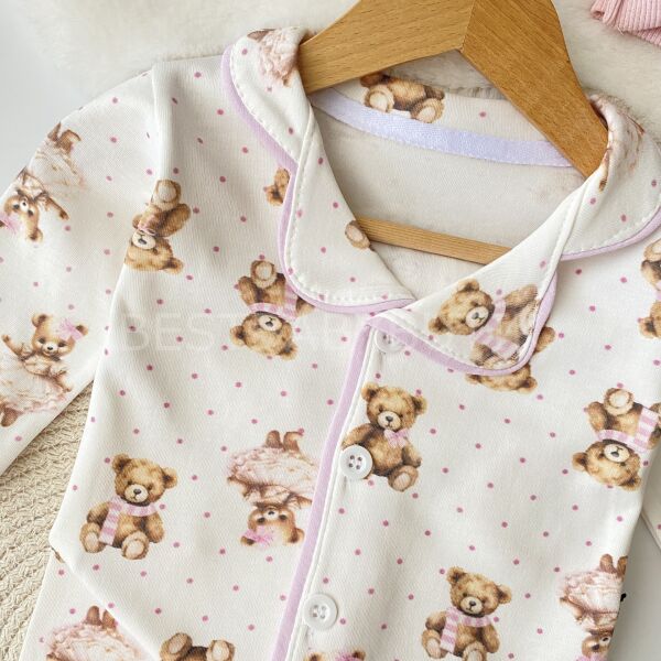Baby Bear Gömlek Yakalı %100 Pamuk Pijama Takımı