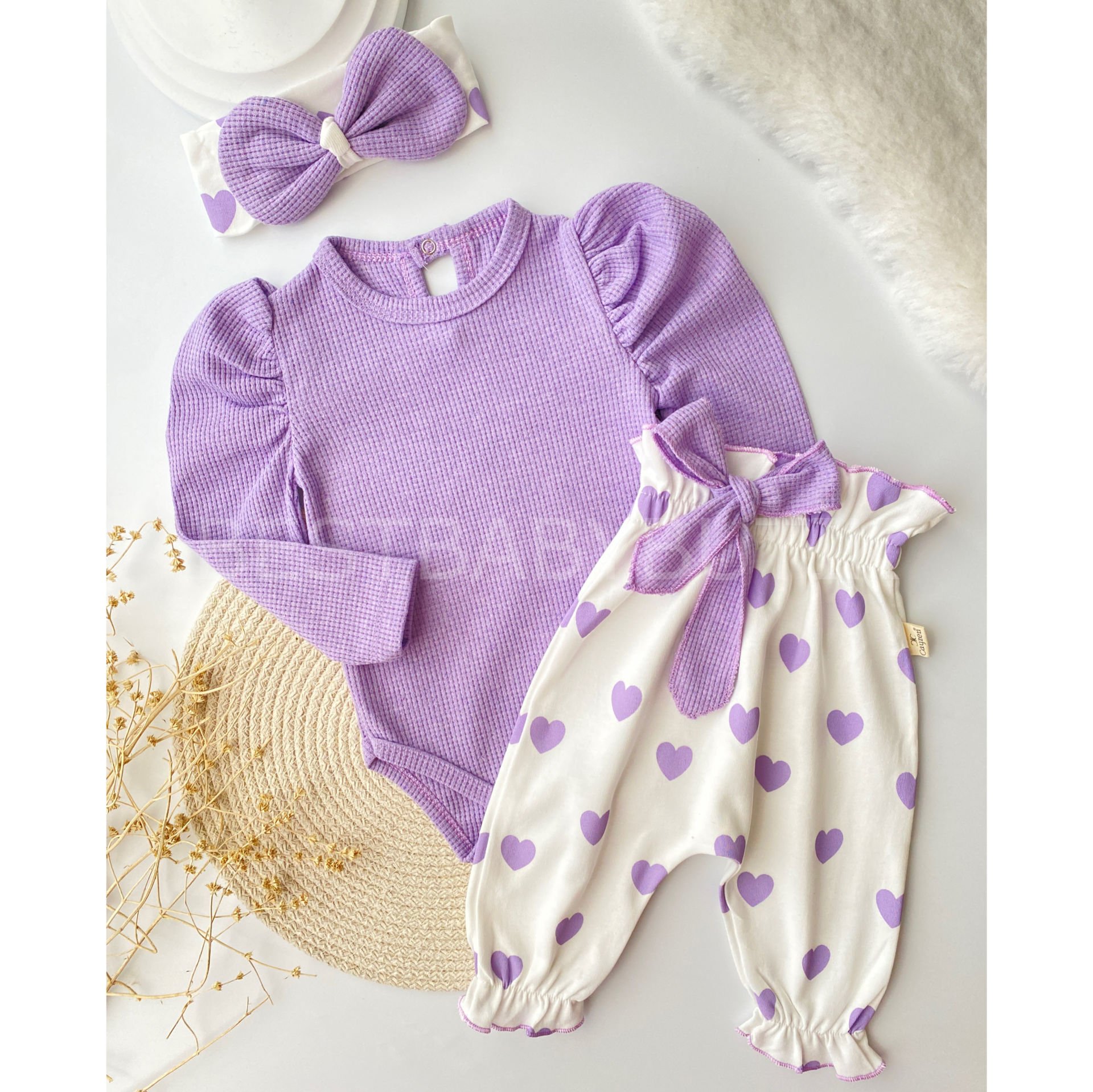 KALP DETAYLI BALON KOL BANDANALI 3 PARÇA TAKIM