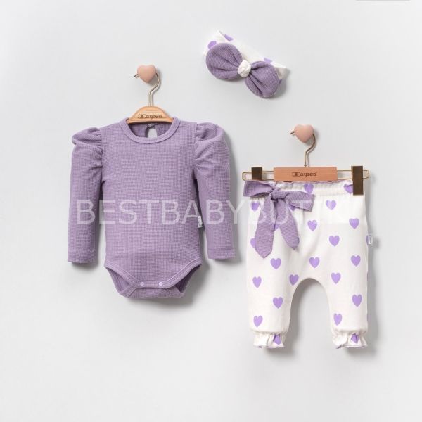 KALP DETAYLI BALON KOL BANDANALI 3 PARÇA TAKIM