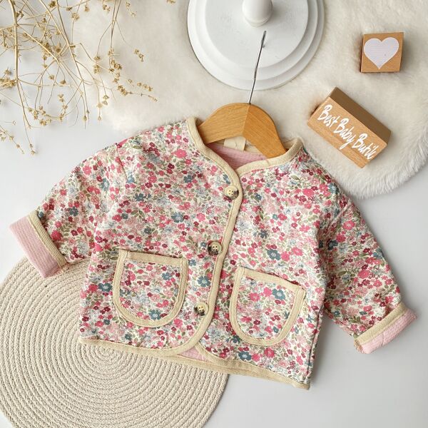 Çiçekli Kapitone Oversize Ceket