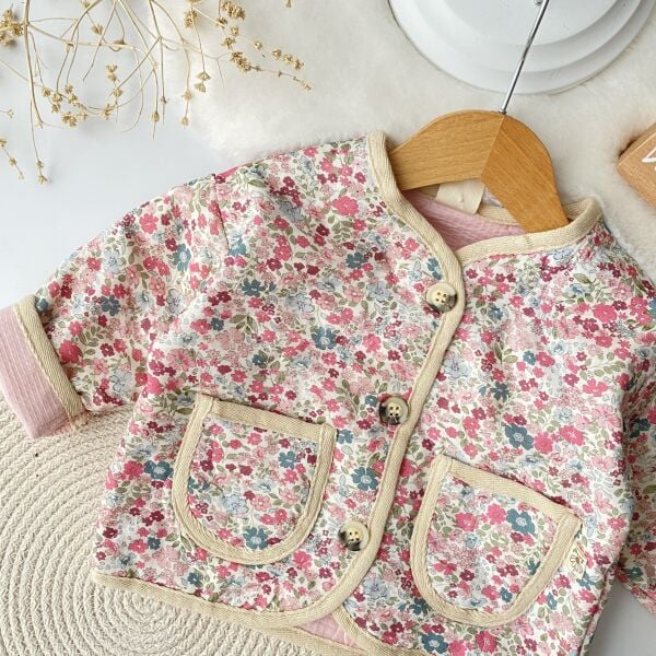 Çiçekli Kapitone Oversize Ceket