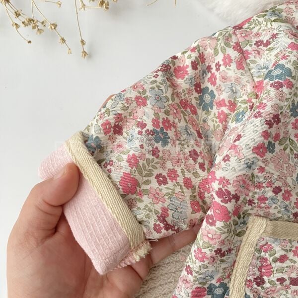 Çiçekli Kapitone Oversize Ceket