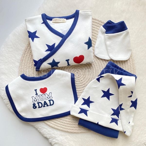YENİ SEZON MUM&DAD YILDIZLI 5 PARÇA HASTANE ÇIKIŞI SETİ