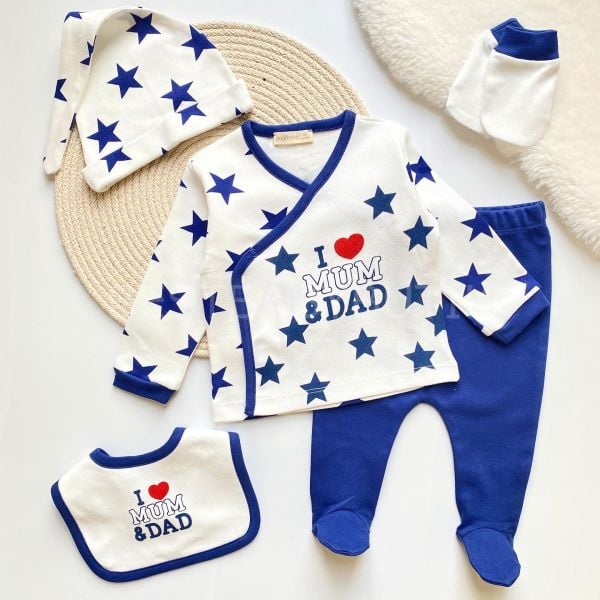 YENİ SEZON MUM&DAD YILDIZLI 5 PARÇA HASTANE ÇIKIŞI SETİ