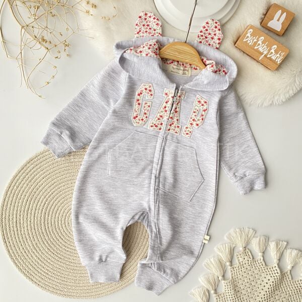 GAP Nakışlı Kapşonlu Çiçekli Tulum