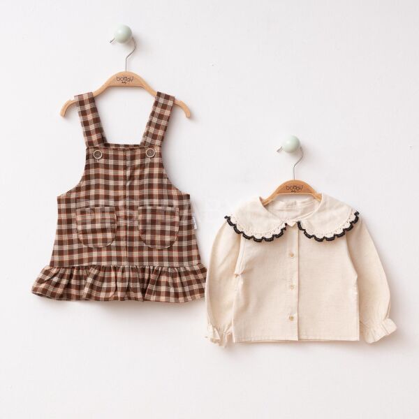 Hüma Ekose Desenli Bebe Yaka Gömlekli Elbise