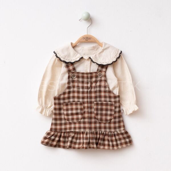 Hüma Ekose Desenli Bebe Yaka Gömlekli Elbise 12-18 AY