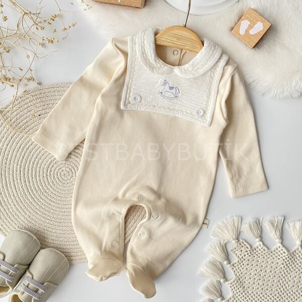 Müslin Yaka Detaylı Bebe Yaka Tulum