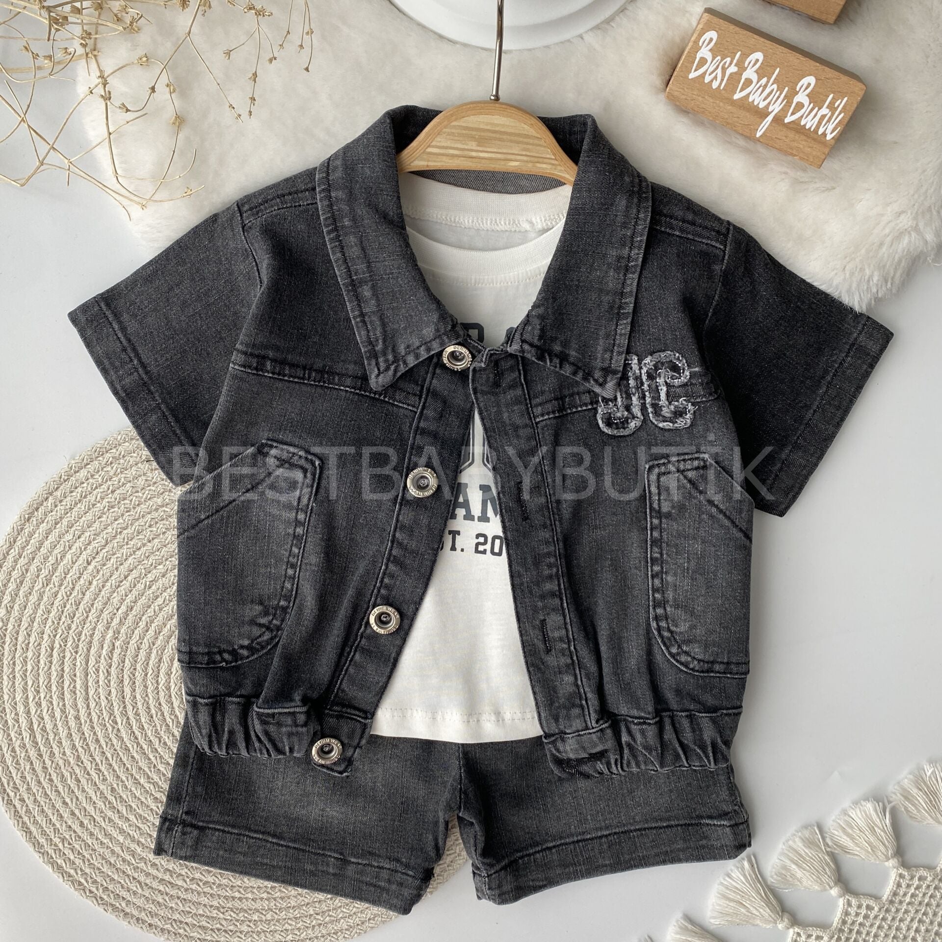 Oversize Kot Ceketli Şortlu 3’Lü Takım 18-24 AY