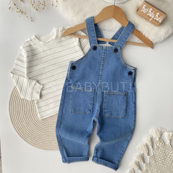 Cep Detaylı Badili Kot Salopet Takımı