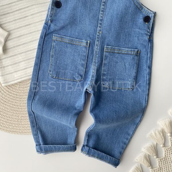 Cep Detaylı Badili Kot Salopet Takımı