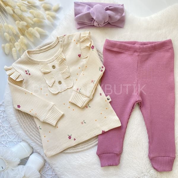 ÇITIR ÇİÇEKLİ KAŞKORSE FİTİLLİ ALT ÜST TAKIM